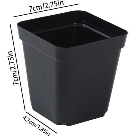 (7 cm) Pots de semis carrés noirs réutilisables (50 pièces) avec trous de drainage - Kit de jardinage (1/4)