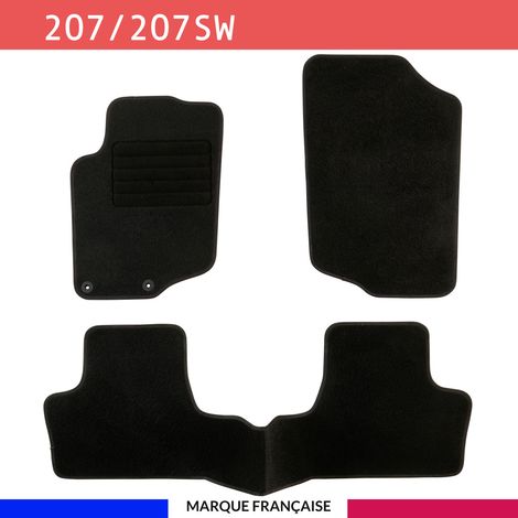 Tapis de voiture - Sur Mesure pour 207 / 207 SW / 207+ (2006 - 2014) - 3 pièces - Tapis de sol antidérapant pour automobile