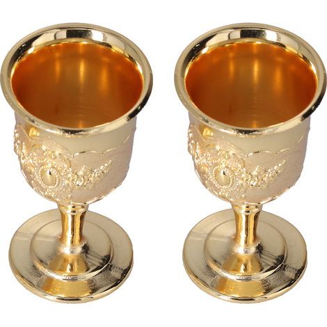 2 Pièces Coupes à Pied Dorées Vintage pour Décoration de Voyage et Collection (1/5)