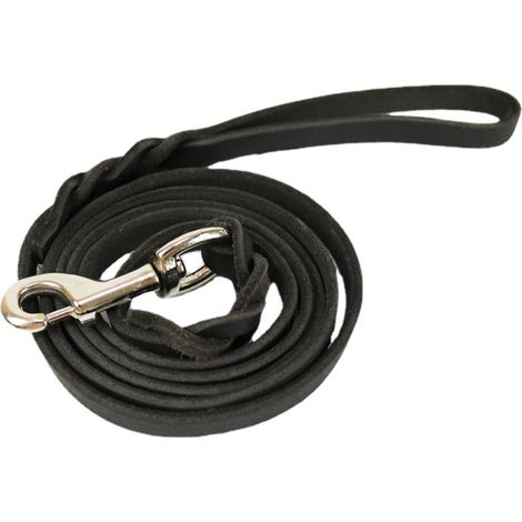 Correa para perros de cuero trenzado de 1,5 m x 1,9 cm, robusta y duradera, suave y cómoda para perros grandes, medianos y pequeños (negra). (1/5)