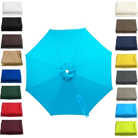 Toile de Rechange Parasol Déporté 2,7m Bleu Lac 6 Baleines Tissu Épais Anti UV Protection Solaire Jardin Terrasse Piscine (1/5)