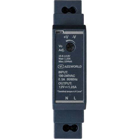 Alimentatore Trasformatore Da Guida Barra DIN 15W, 1 Modulo, Serie HDR-15, Disponibili DC 12V 24V (DC 12V)