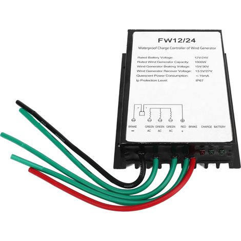 Contrôleur de générateur d'éolienne FW12/24 1000W, contrôleur de charge étanche pour générateur d'éolienne, conception étanche avec voyant LED (1/5)