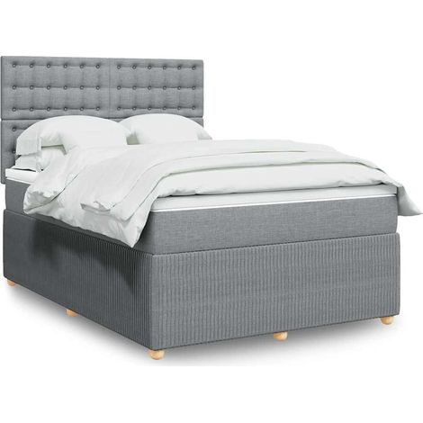 Boxspringbett mit Matratze Hellgrau 160x200 cm Stoff