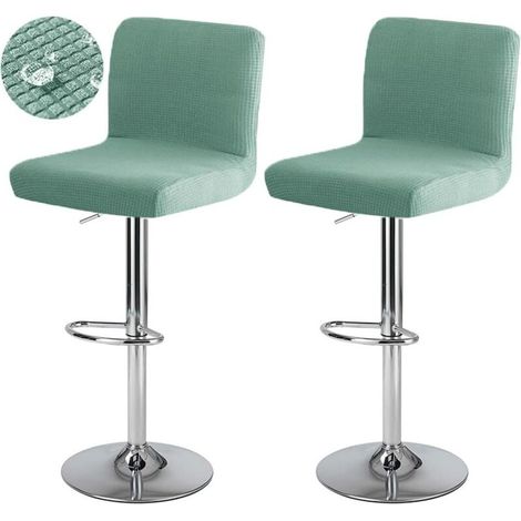 Housse de Tabouret de Bar avec Dossier Imperméable Couverture de Chaise Haute de Bar Extensible Housse de Chaise de Salle à Manger Pivotante Lavable 2 Pièces Vert (1/4)