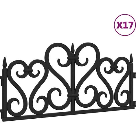 Bordures de pelouse 17 pcs Noir 10 m PP