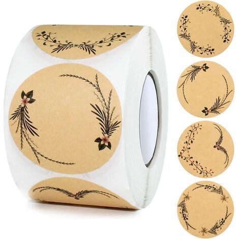 Étiquettes Autocollantes Kraft Rondes Étiquettes à Confiture de 5 cm Étiquettes Adhésives Autocollant Papier Kraft Pour Les Cadeaux Enveloppe Baking Épices Étiquette Bocaux (500pcs brun) (1/5)
