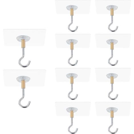 Crochets adhésifs pour plafond, lot de 10 crochets de suspension pour plafond -- (1/5)