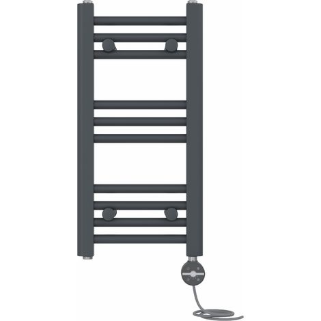 NRG Prefilled Thermostatic Electric Straight Heated Towel Rail Radiator 600 X 300mm Anthracite (1/5)