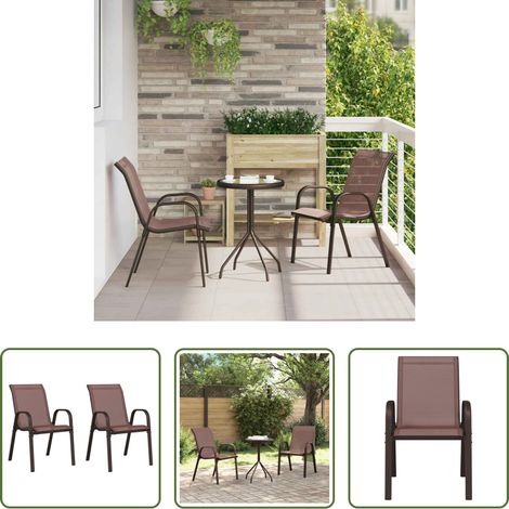 Balkonstühle -  Stapelbare Gartenstühle 2 Stk. Braun Textilene (1/5)