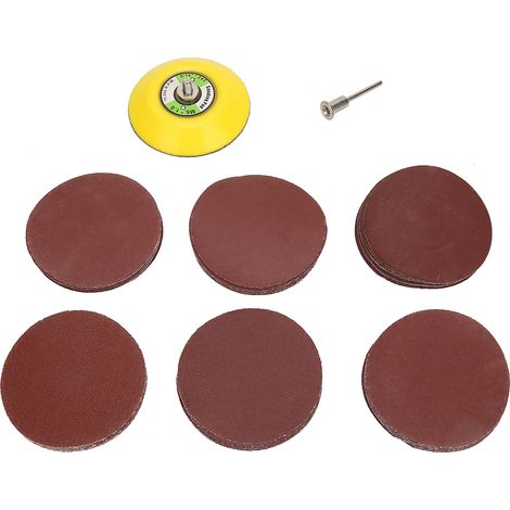 Ortviai Disques abrasifs ronds 75 mm (3 pouces) – 60 pièces (10 de chaque grain : 100, 240, 600, 800, 1000, 2000) + disque adhésif + tige (1/5)