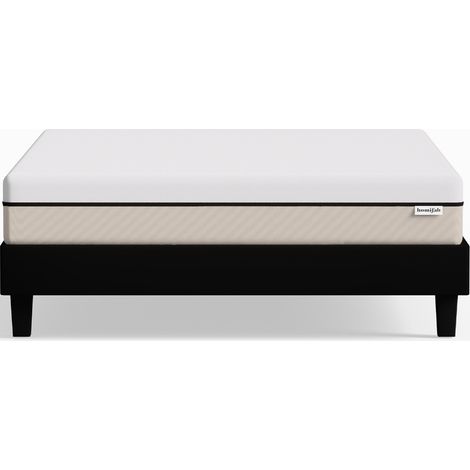 Ensemble sommier à lattes 180x200 cm en tissu noir + Matelas Hybride à ressorts ensachés et mémoire de forme - Spring Elite (1/5)