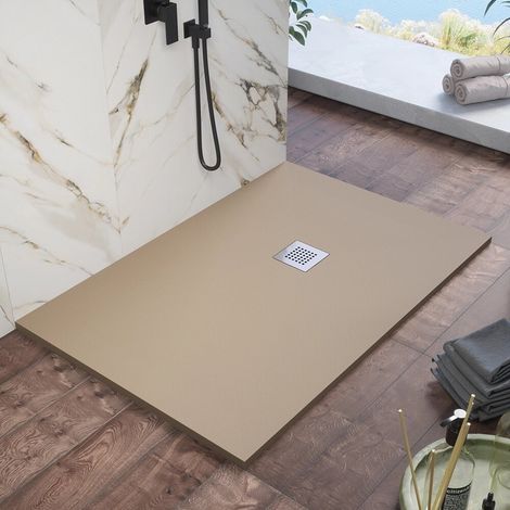 Piatto doccia 70x90cm in marmoresina marrone effetto pietra Kos