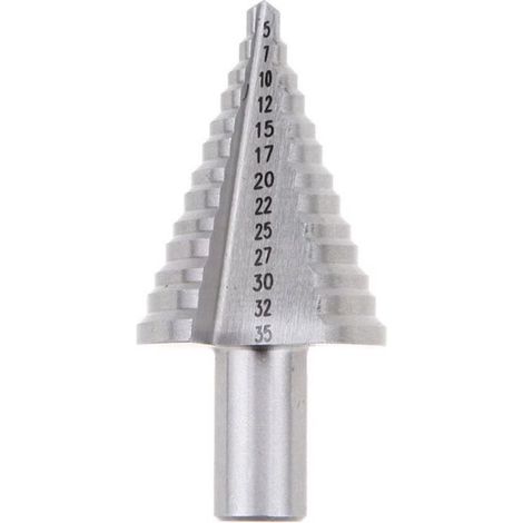 Metal Foret Conique Foret étagé 5mm-35mm,Triangle Conique Titane avec Revêtement Titane,pour Visseuse Percage sur Acier, Laiton, Bois, Plastique Argent (1/2)