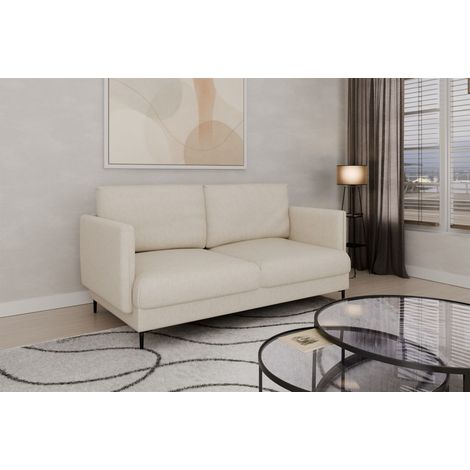 Sofa Designersofa HELMER 2-Sitzer Stoff Vibe Creme