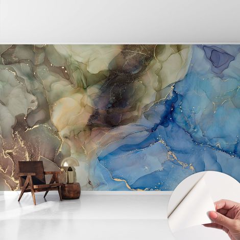 Papier peint adhésif décoratif avec colle pour salon chambre et bureau Installation rapide Abstrait coloré 416x254 cm (1/5)