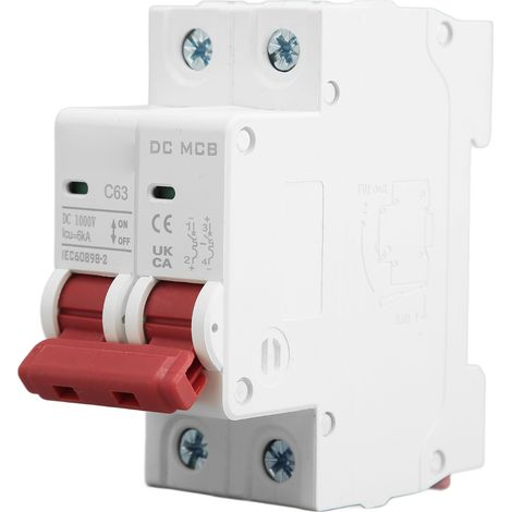 2-poliger DC 1000V 63A MCB-Leistungsschalter, 6000A Abschaltvermögen, für den Hausgebrauch (1/5)