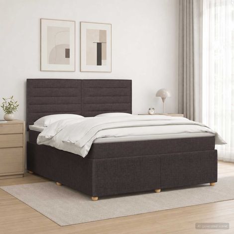 vidaXL Cama de muelles con LED y colchón Marrón Oscuro 140 x 190 cm (1/5)
