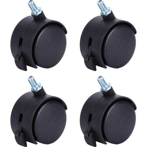 Lot de 4 roulettes universelles de 5 cm (2 po) avec frein silencieux, rotation à 360°, pour meubles (1/5)