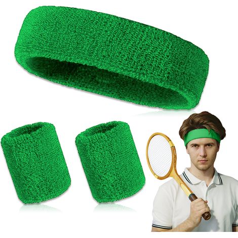 Sweatband - Headband + 2 Wristbands - Polyester - Sweat-Absorbing - For Gym Tennis Football Yoga - 3 Pieces (1/5)