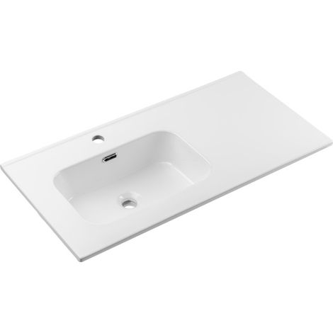 Vasque à encastrer en céramique blanche - Côté gauche - L 90 x P 46 cm - Livraison gratuite