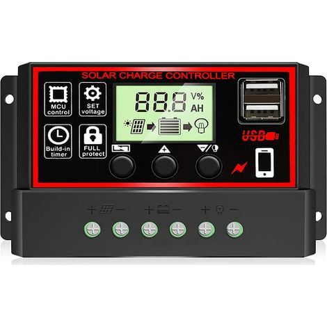 Dynamischer MPPT-Solarladeregler, Batterieregler 12 V/24 V, Doppel-USB-Anschluss