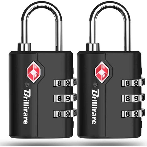 Lot de 2 serrures à bagages, cadenas de voyage à combinaison étanche à 3 chiffres, serrure d'extérieur réinitialisable sans clé, pour casiers, sacs, sac à dos (1/5)