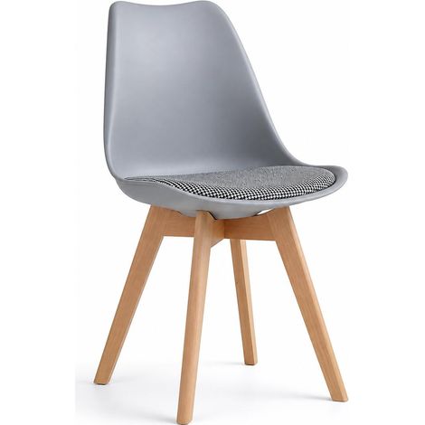 ORION91 Silla LYRA Cojín Acolchado de Lino, Sillas para Cocina, Oficina, Sala de Estar – Color GRIS 40 x 49 x 82 cm - SpazioLuzio - Unidad (1/5)