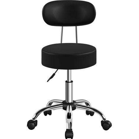 Homevive Taburete Giratorio de Bar Silla de Trabajo de Polipiel con Altura Ajustable para Salón de Belleza Oficina, Negro (1/5)