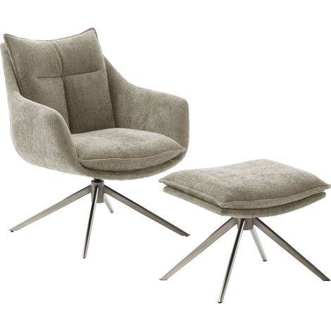 Fauteuil pivotant 76x79x83cm en tissu kaki et pied noir (1/3)