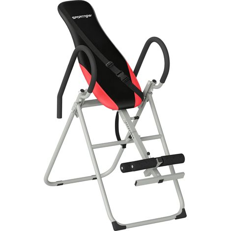 Table d'inversion - SPORTNOW - pliable, inversion 0-90°, verrou de cheville réglable - acier - 122x59x130cm - rouge