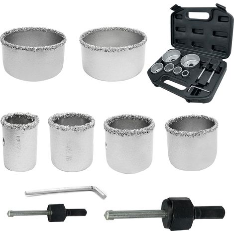 (22/28/35/44/68/73 mm) Kit de scies cloches diamantées pour carrelage à pointes brasées – Adapté pour carrelage, céramique, pierre, granit et marbre