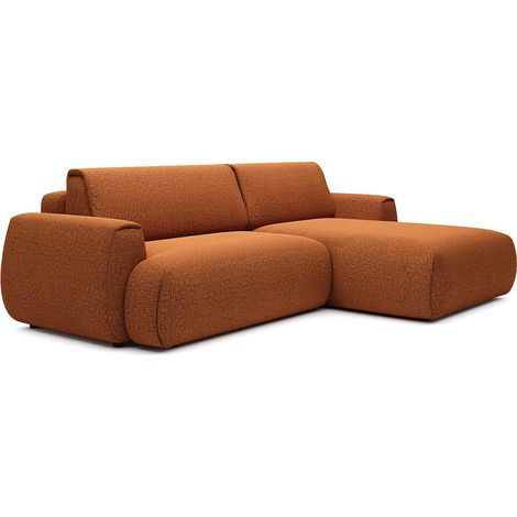 Canapé d'angle droit convertible en tissu chenille terracotta MONELIA (1/4)