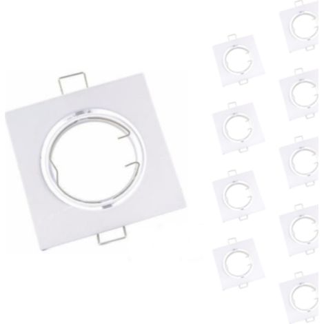 Support Spot Encastrable GU10 LED Orientable Carré BLANC - Pack (1/4)
