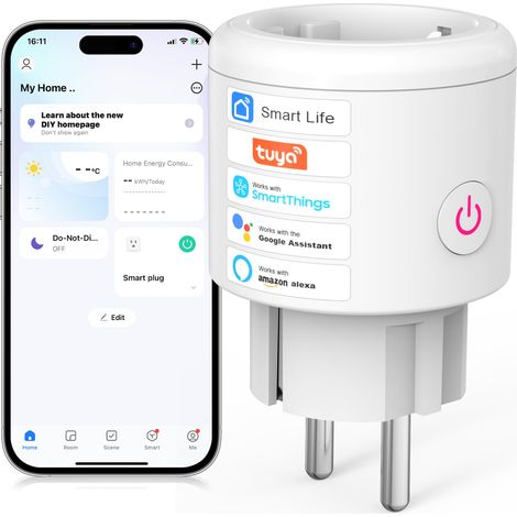 Prise Connectée Minuteur Programmable WiFi, Programmateur Prise Électrique, Compatible avec, Google Home et, Commande Vocale, Contrôle à Distance par APP Smart Life (1/5)