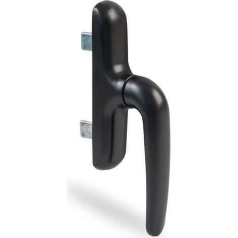 Poignée pour fenêtres ouvrantes - Base en aluminium - Revêtement en PVC - Couleur noire - Fixation dissimulée par vis - 180 x 35 x 64 mm - Sans carré (1/5)