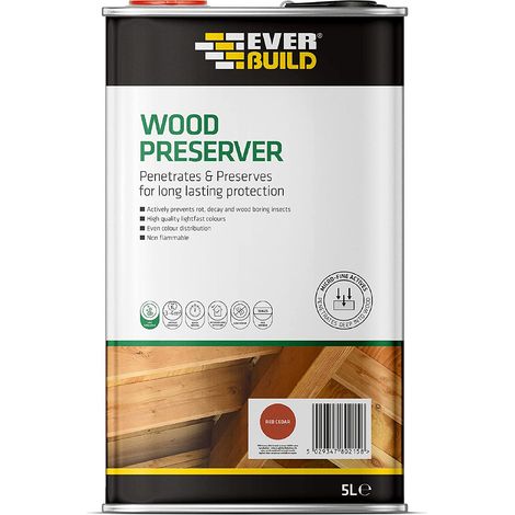 Everbuild Sika 483725 Wood Preserver Red Ceda 5 litre EVBLJRC05