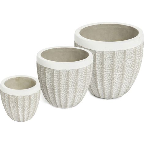 Set 3 Vaso Decorativo Moderno Per Fiori In Cemento Design Modello Grain (1/3)
