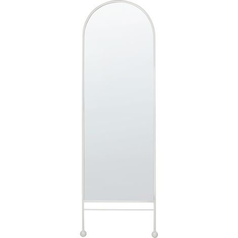 Espejo de pared moderno ovalado marco metal hierro decoración sala de estar 45 x 145 cm blanco Jarnages (1/5)