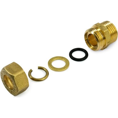 Raccordo M a compressione 1/2"x16 in ottone con anello di serraggio ed O-ring di tenuta, per tubo rame 120001H041600A