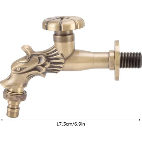 Robinet mural vintage laiton ancien – Raccord G1/2, installation facile – Idéal pour évier, cuisine, jardin ou buanderie