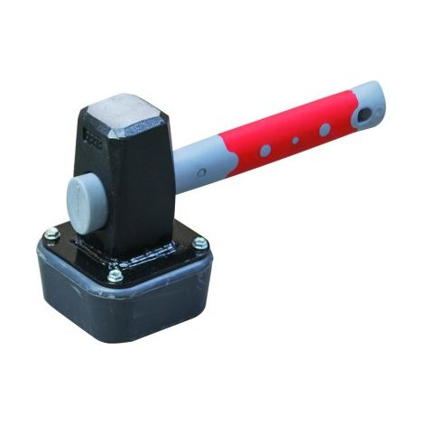 Taliaplast – Marteau de paveur 2,7 kg – 1 face massette + 1 face caoutchouc non marquant 90 shores – Manche en Fibragom court – Pour pose pavés et bordures (1/2)