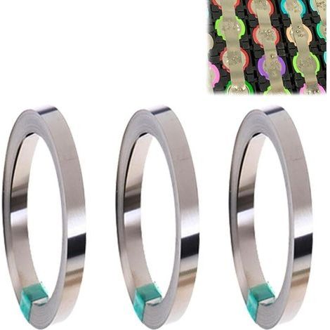 3 Rouleaux Bande De Nickel: Pur Nickel Bande, 0.18mm10M Soudure par Point Bande Nickel Pur Résistance à la Corrosion Soudeuse par Point Ruban en Nickel pour Les Batteries 18650 Batterie de Soudage