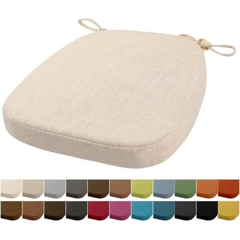 40x38x33CM(3CM Épaisseur) Coussin de Chaise, Coussin de Chaise de Jardin, Lavable, avec Fermeture éclair, Sangles, antidérapant (Blanc cassé 1 pièces) (1/5)