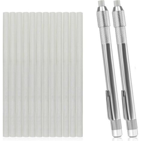 Porte-craie industriel avec recharges, stylo talc argenté pour lignes métalliques précises, 2 stylos + 12 noyaux (2 stylos + 12 noyaux) (1/5)