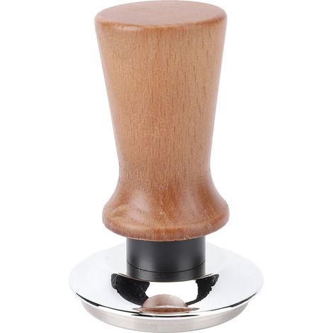 Distributeur de café avec poignée en bois massif, base plate en acier inoxydable, bouton-poussoir à force constante pour une utilisation domestique, 58 mm / 2,3 pouces. (1/5)