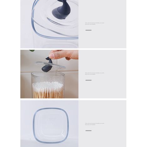 Transparente, multifunktionale Aufbewahrungsbox für Wattestäbchen mit Deckel, Walmuster, ideal fürs Badezimmer. (1/4)