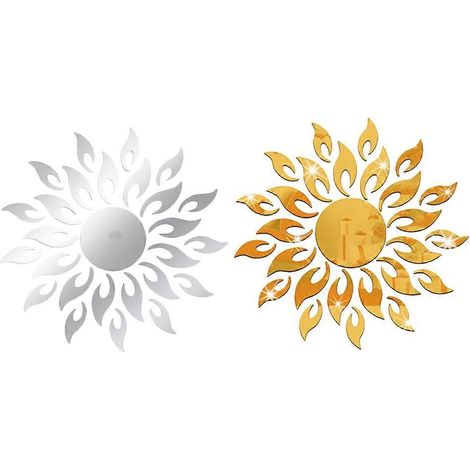 Stickers muraux miroir tournesol créatifs compatibles avec la décoration (2 pièces) (1/5)