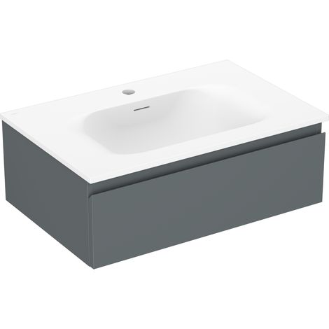 Mexen Orio Badezimmerschrank 70 cm mit Waschbecken Vela, 1 Schublade, Graphit matt/weiß matt - 91A10-07023-1-BF66-W23M01