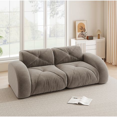 Modulares 2-Sitzer-Sofa taupe aus Chenille rahmenlos mit 32D-Hochdichteschaum und rutschfestem Design (1/5)